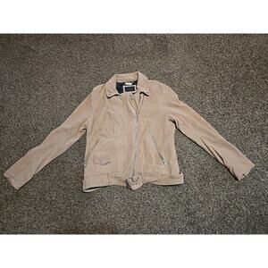 UGG Camel Tan Stacey Suede Leather Zip Moto Biker Jacket Womens L